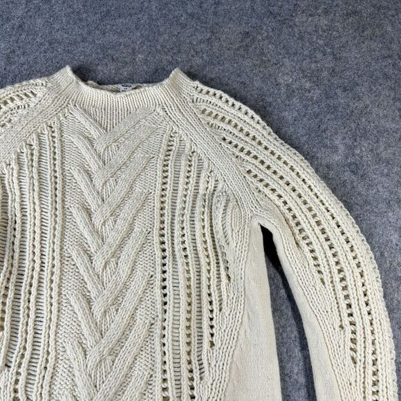 Vintage Woolrich Sweater Womens Small Lambswool Blend Cable Knit Cream Pullover - Picture 4 of 7